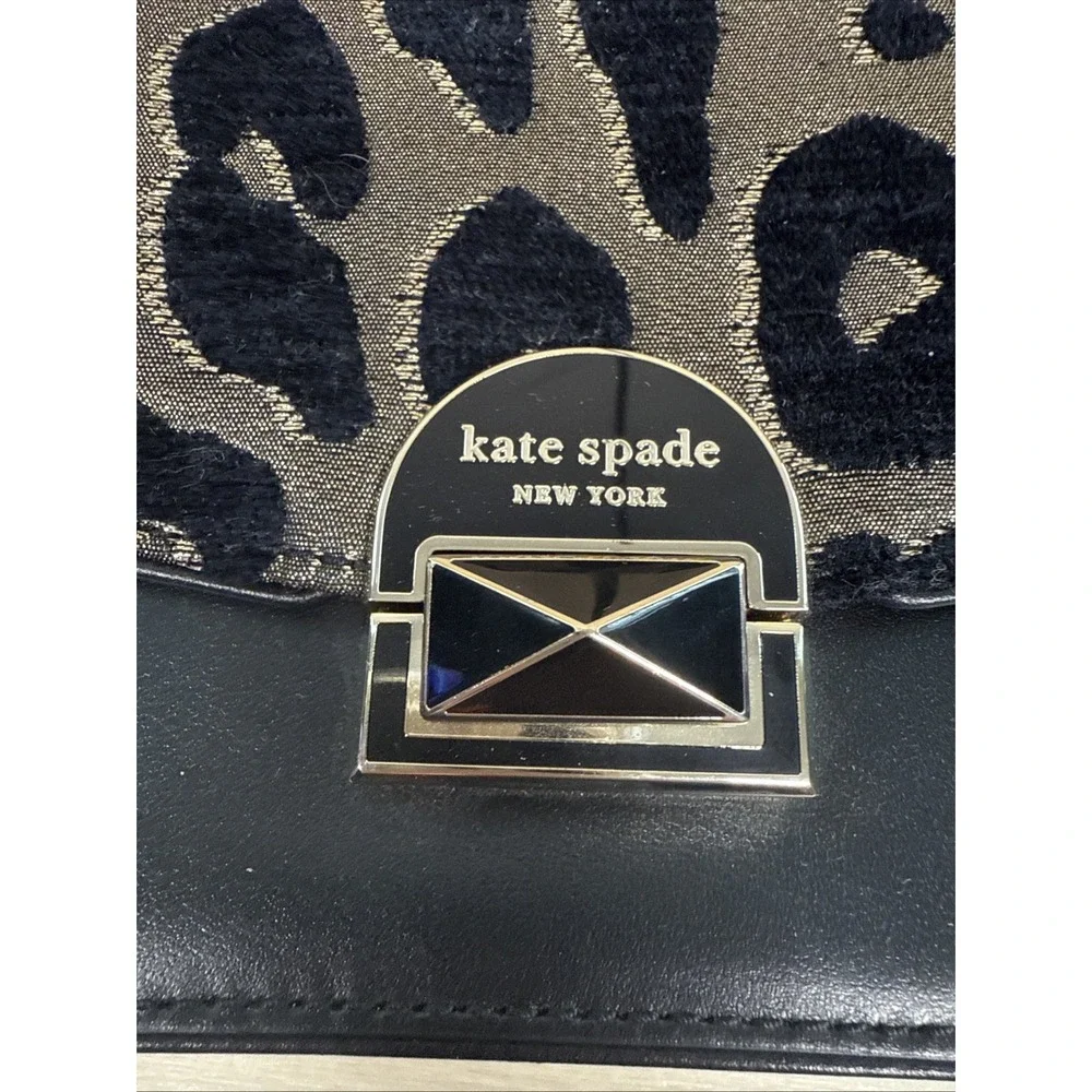 Kate Spade Neve Ocelot Medium Convertible Shoulder Crossbody Bag black gold $429